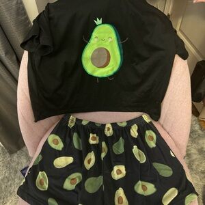 Avocado print crop top and shorts set
